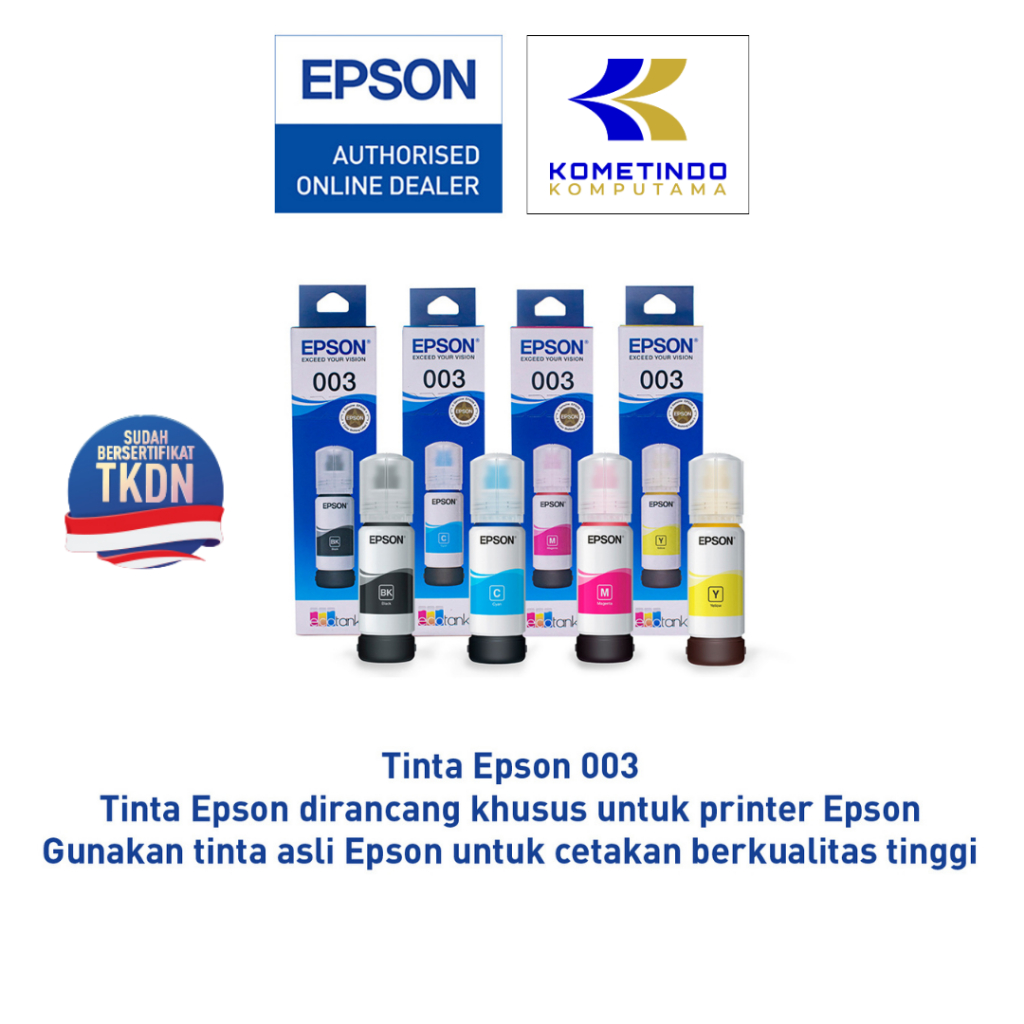 Epson - TKDN BOX 1 Set 4 Warna T 003 Tinta Epson L1210, L1211, L1216, L1250, L1251, L1256, L3210, L3