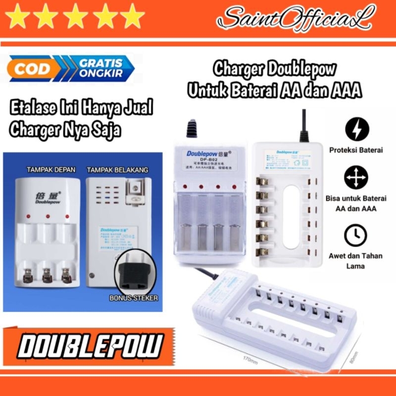 Charger Baterai Doublepow 2/3/4/6/8 Slot Untuk AA Dan AAA Batre isi Ulang Rechargeable