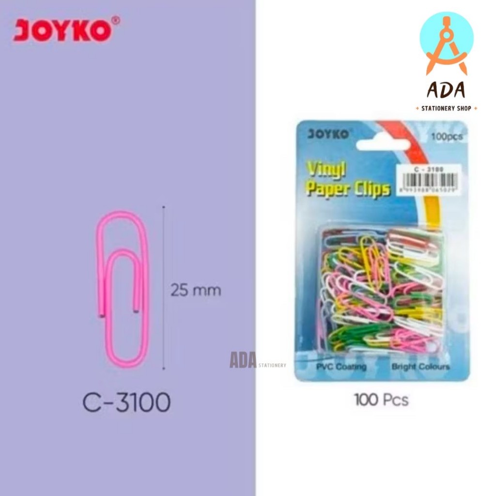 

( 1 PAK ISI 100 KLIP) PAPER CLIP JOYKO C-3100/ PENJEPIT KERTAS/ KLIP KERTAS