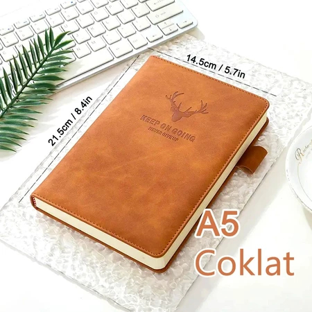 

Buku Catatan A5 Tanduk Buku Catatan Rapat Bisnis Ekstra Tebal Warna Coklat Notepad Bahan Kulit Domba