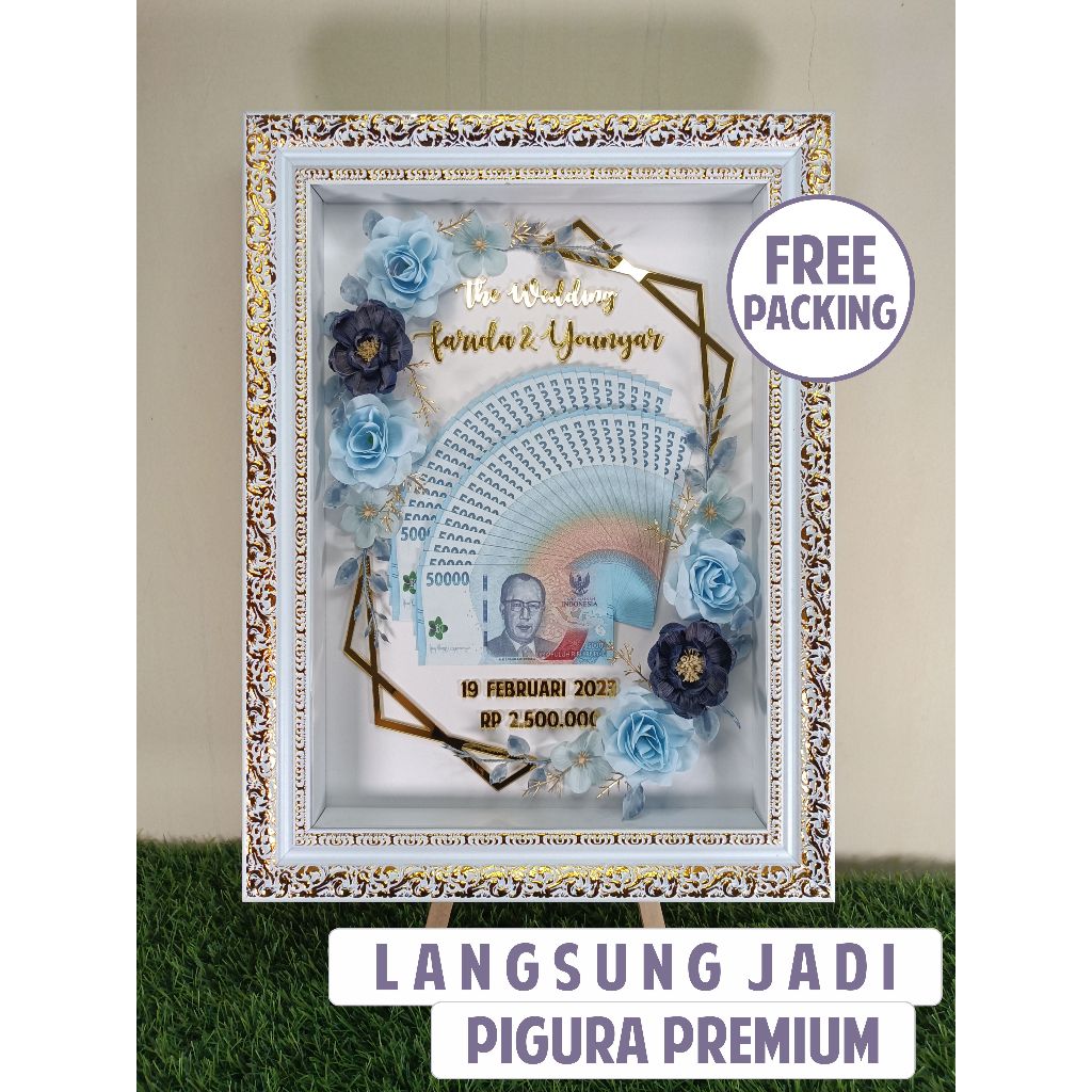 Langsung Jadi Mahar Pigura Akrilik 38 cm x 48 cm KODE 3040PAK4 Ready Tanpa PO / Mahar Frame Emas dan