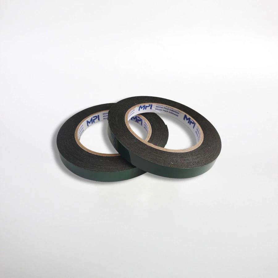Double Foam Tape 12mm Master Pack Indonesia Hitam Release Hijau 12mmx5Meter 1 DUS ISI 216