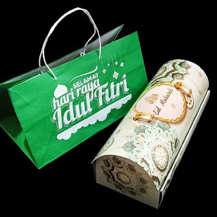 

( 5 pcs ) Kotak Box Roll Cake Hampers Eid Idul Fitri Dus Bolu Gulung Ukuran 30x10x9cm