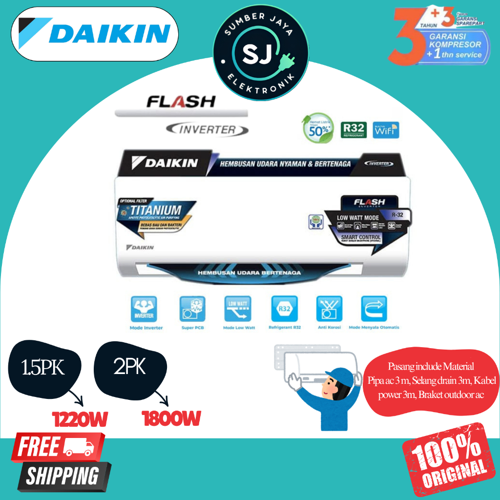 AC Daikin Inverter Made in Thailand FTC35UVM4 / FTC5UVM4 AC Daikin 1.5PK / 2PK AC Inverter Daikin Th