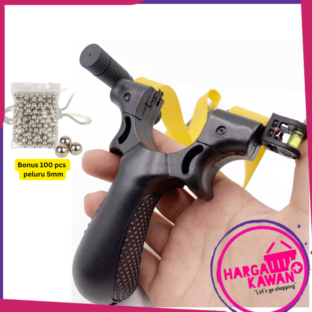 Big Power Ketapel Tactical Slingshot Laser Sight Rubber Band Bonus 100 Steel Ball