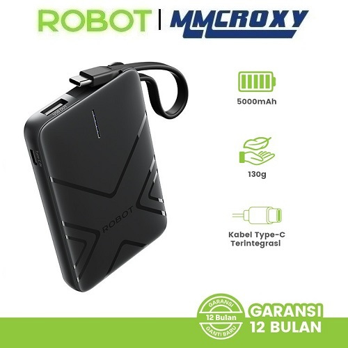 Robot RT07 Powerbank 5000mAh Built in Cable Smart Powerbank Mini Portable