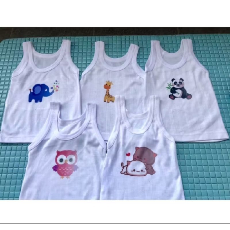 SINGLET ANAK PUTIH SABLON TEBAL/SINGLET ANAK PUTIH KARAKTER KUCU