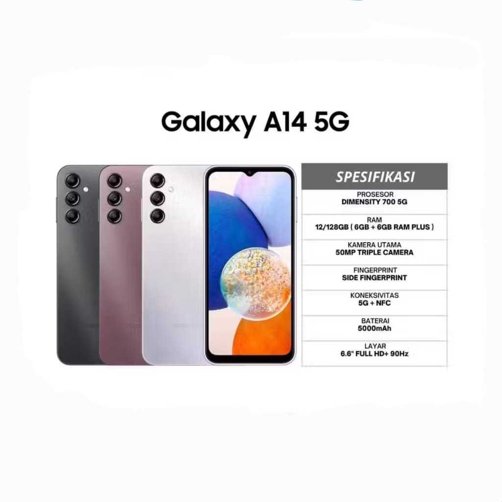 [EX DISPLAY] SAMSUNG A14 5G RAM 6/128GB [Layar 6,6inci"Dual Sim"50MP+13MP+Bterai 5000mAh]