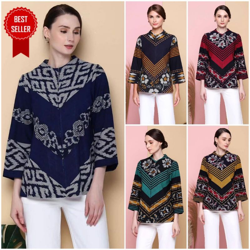 Atasan Blus Tenun Wanita Blouse Tenun Blanket blus tenun ethnic Blus Batik Wanita