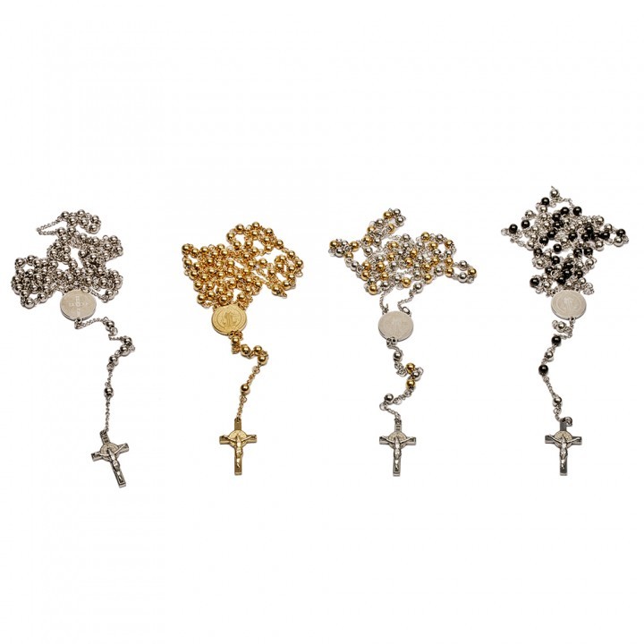 Kalung Rosario Titanium 5mm Harces Santo Benediktus kalung besi putih kalung titanium rosario warna 