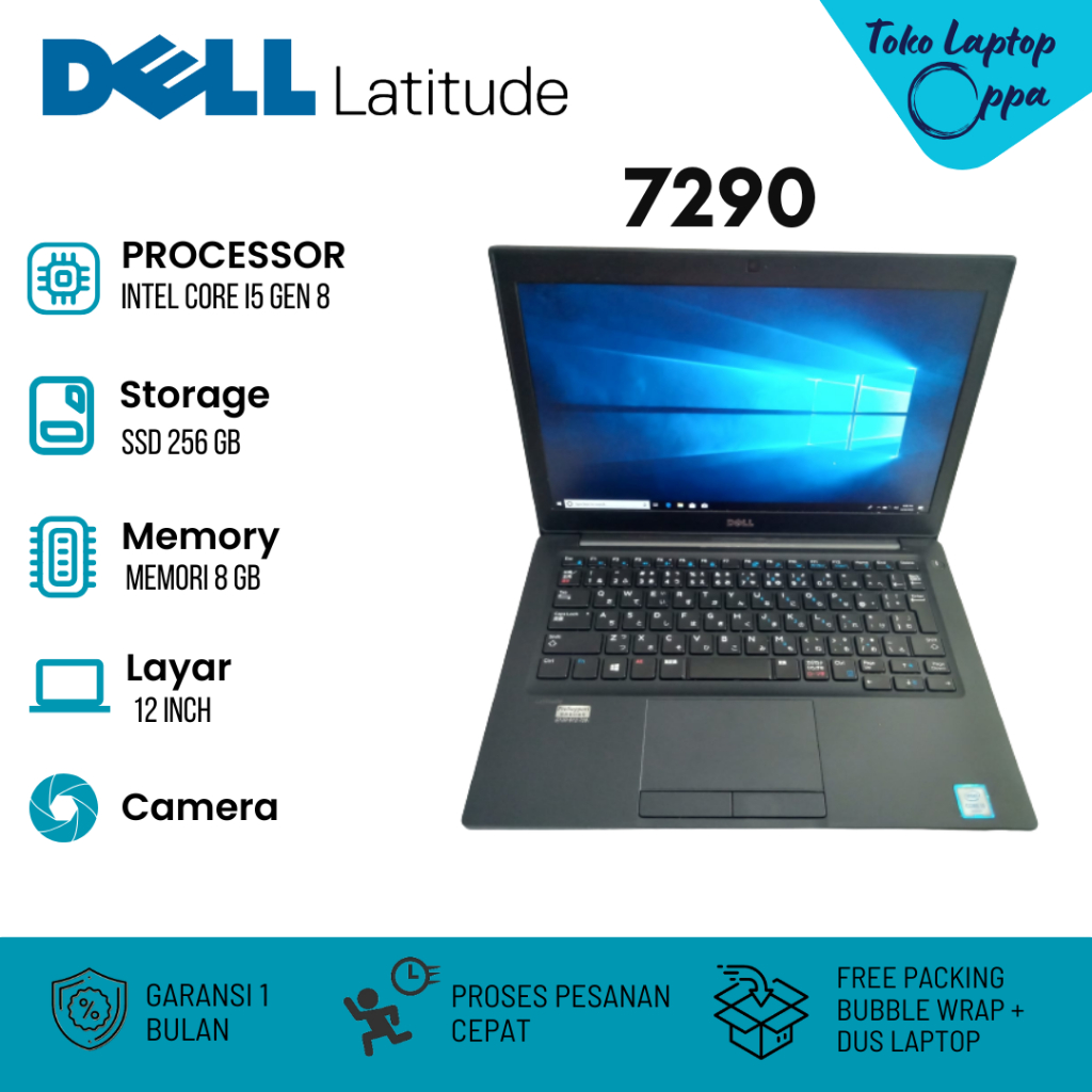 Laptop Bekas Dell Latitude 7290 Core i5 Gen 8 SSD Second Bergaransi