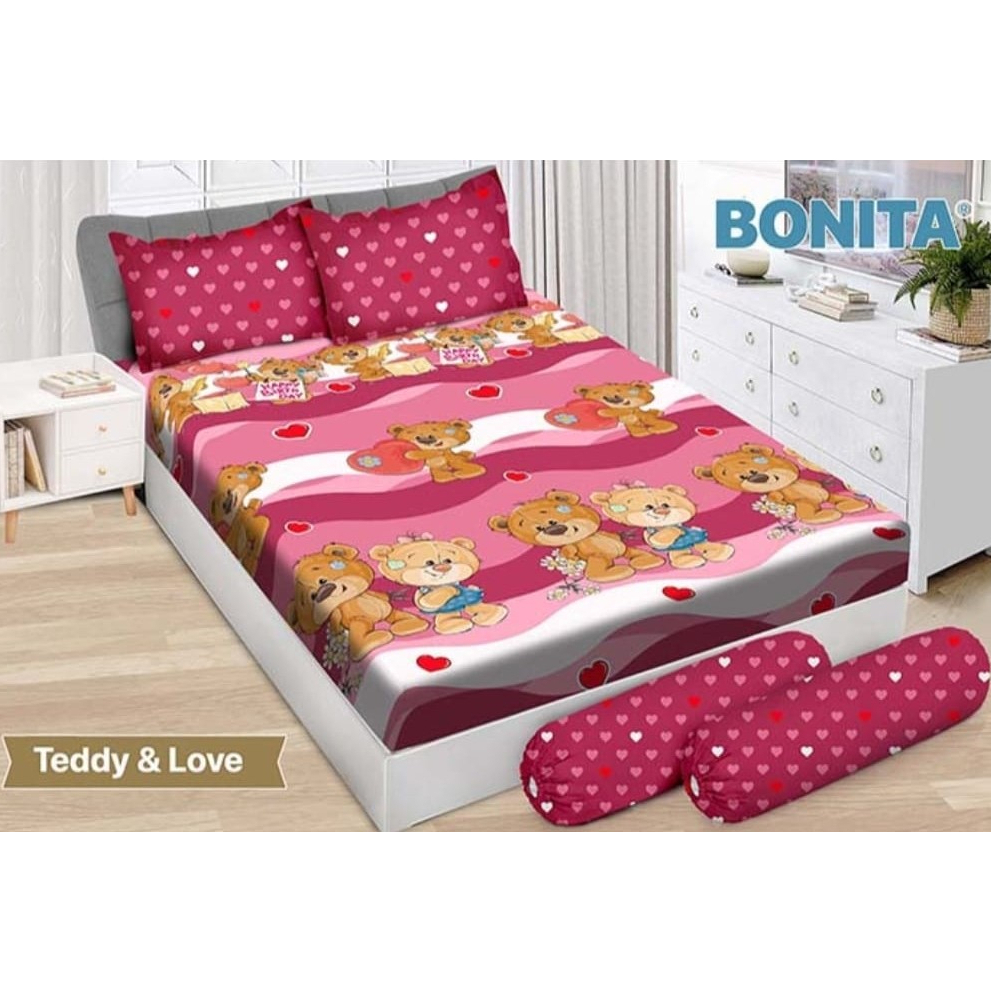 Sprei Bonita King 180x200 No 1 Tinggi 20 cm / 6 Kaki - Motif Teddy & Love Karakter Anak Cewe