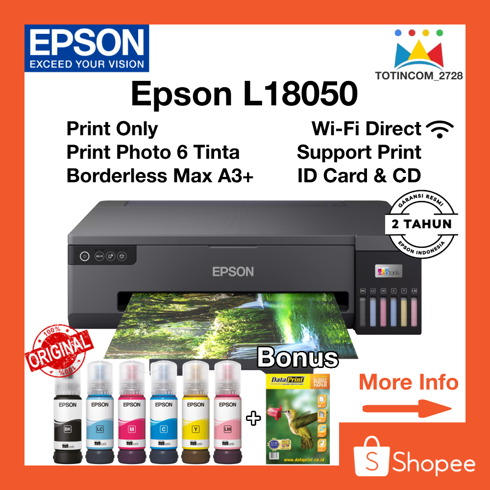 Printer Epson A3+ L18050 Wifi Printer Photo A3 tinta 6 Warna Garansi Resmi Epson