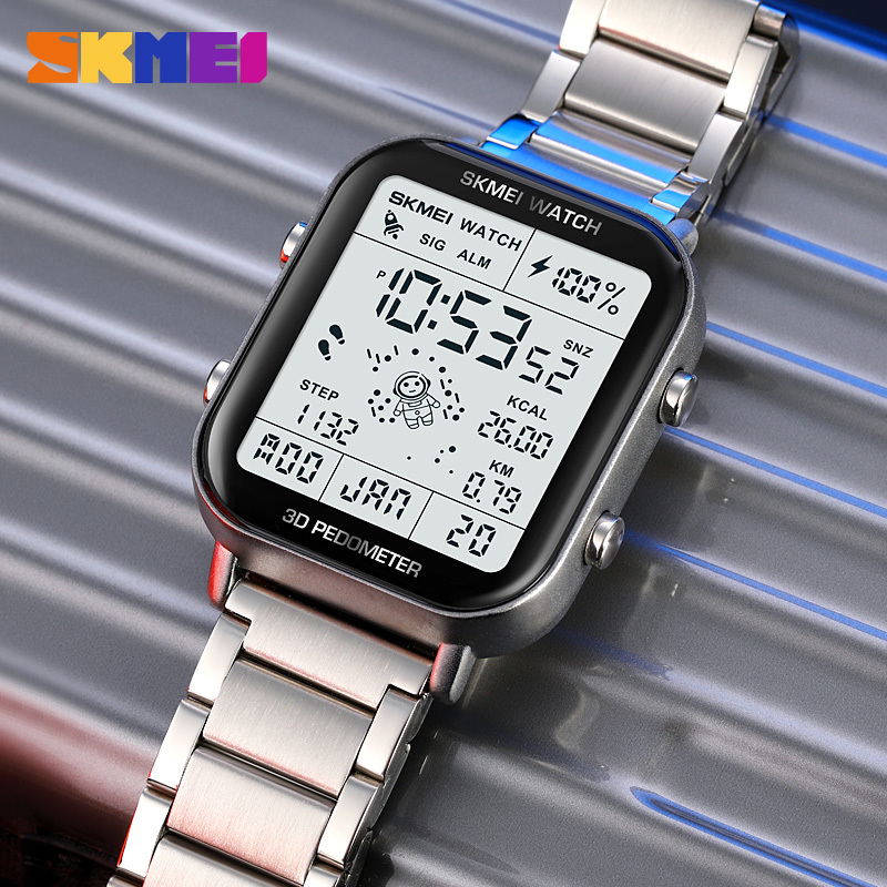 SKMEI 1888 Original Jam Tangan Pria Digital Rantai Stainless Steel Tahan Air
