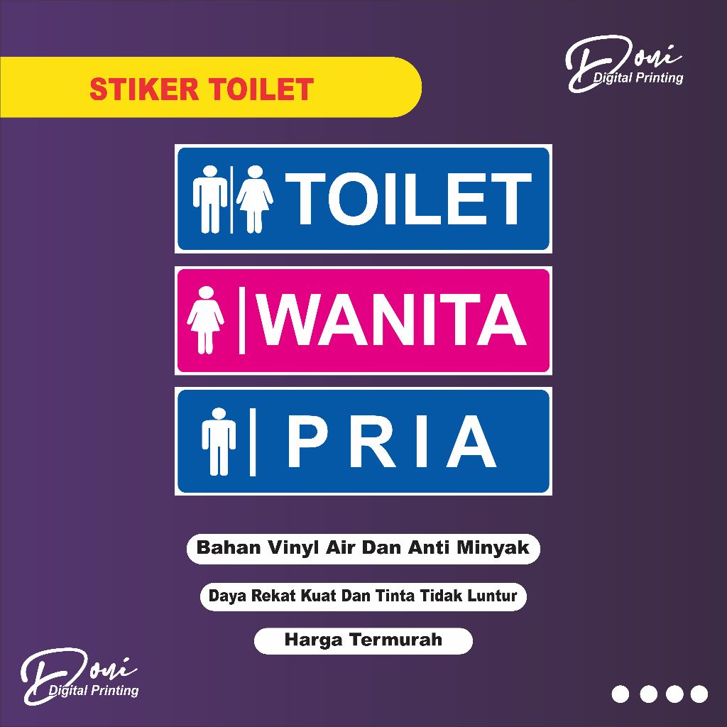 

Stiker Toilet / Stiker Toilet Pria / Stiker Toilet Wanita / Stiker Kamar Mandi