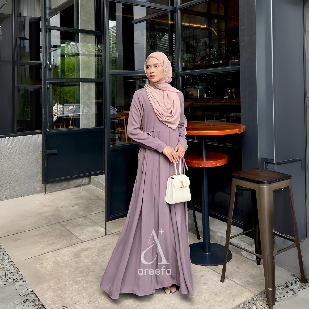 Areefa - Gamis Wanita Remaja OOTD Pesta Mewah Simple Elegan Premium Terbaru Kekinian