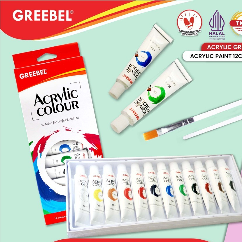 

GREEBEL CAT AKRILIK ACRYLIC 10 ML 12 WARNA Untuk Anak Art Meluki