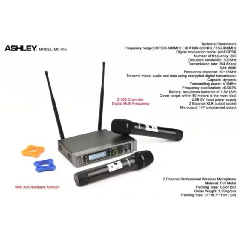 Mic Wireless ASHLEY MC PRO / Microphone Wireless ASHLEY MC PRO ORIGINAL