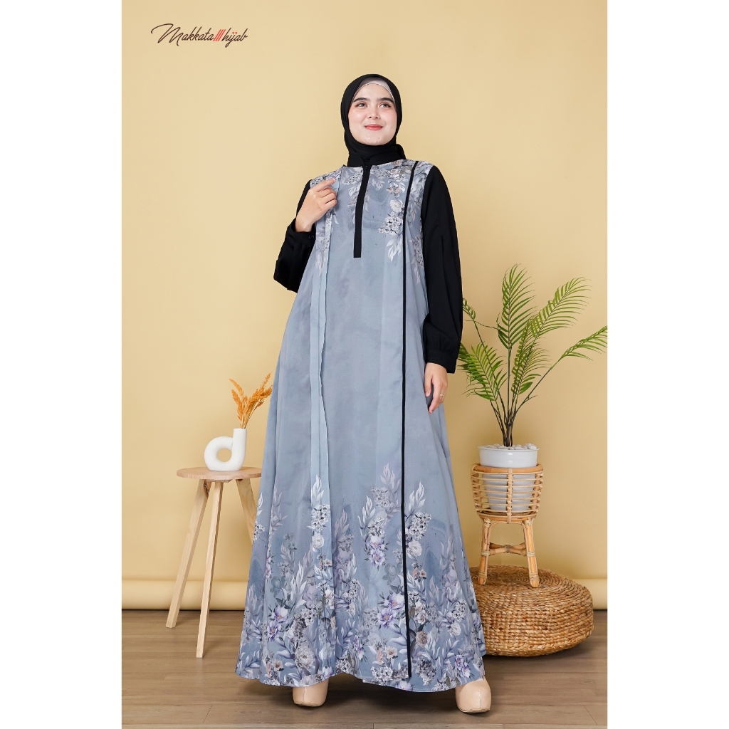 New Aera Dress Motif Daisy Gamis Wanita Cewe Kekinian Kondangan Mewah Elegan Butik Premium Terbaru