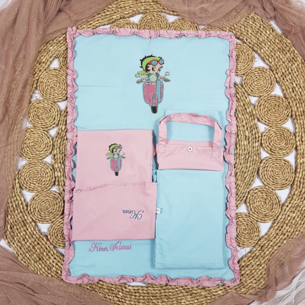 MUKENA SAJADAH TAS ANAK SEKOLAH CUSTOM BORDIR NAMA BETTY BOOP / KADO MUKENA SEKOLAH