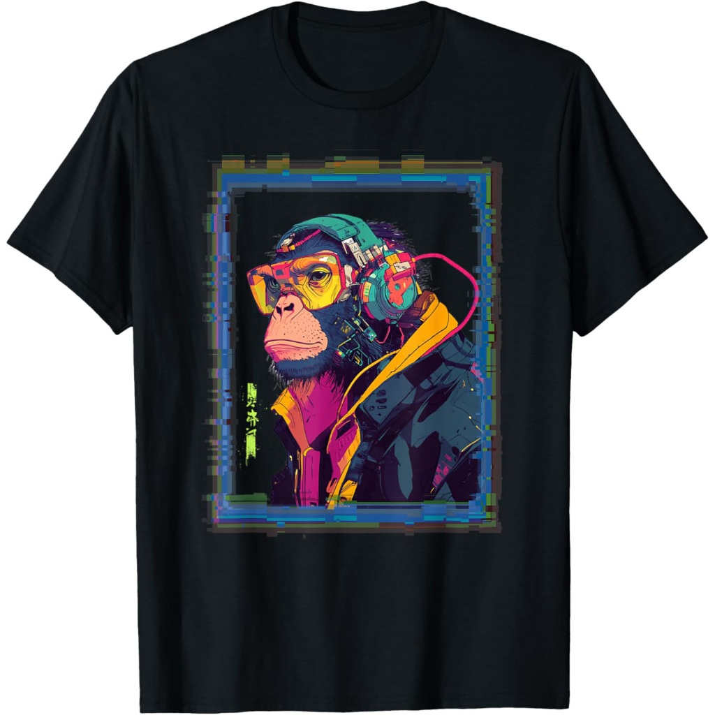 Jepang Kaos Monyet Cyberpunk Techwear