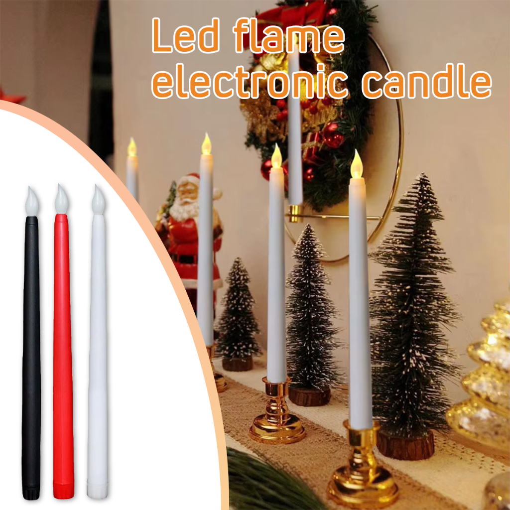 2pcs Lilin Elektrik Panjang Tall Lilin LED Baterai Longstick Lilin Hias Rumah Candle Light Dekorasi