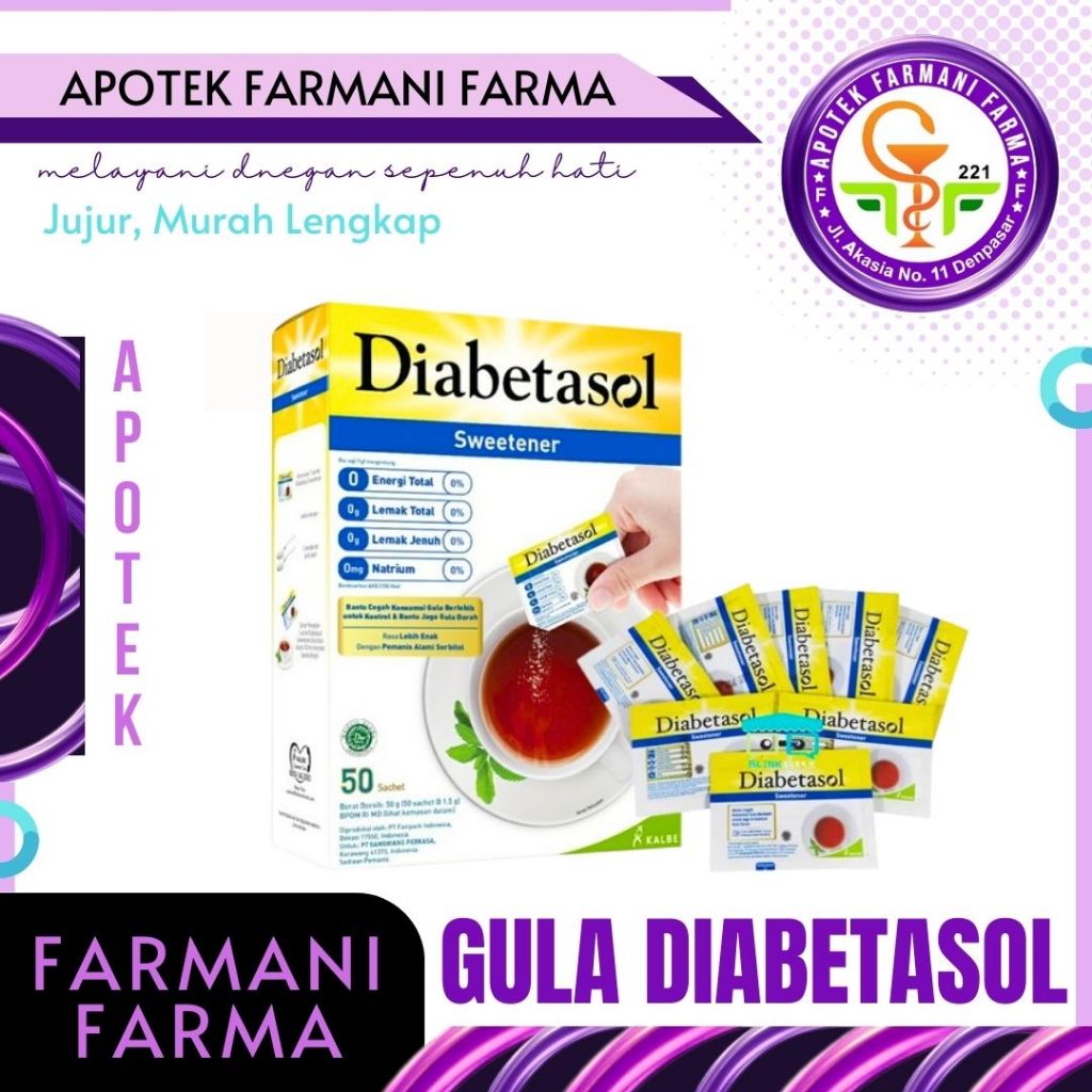 

DIABETASOL SWEETENER SCH 1,5 GR / 100 / 50 / 25 / GULA DIABETASOL / GULA DIABETES / GULA DIET / GULA RENDAH KALORI