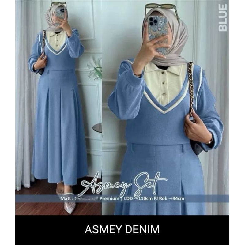 ASMEY SETELAN ROK CRINKLE AIRFLOW FIT TO XL // SETELAN ROK RAMPEL POLOS LIST // ONE SET WANITA FORMA