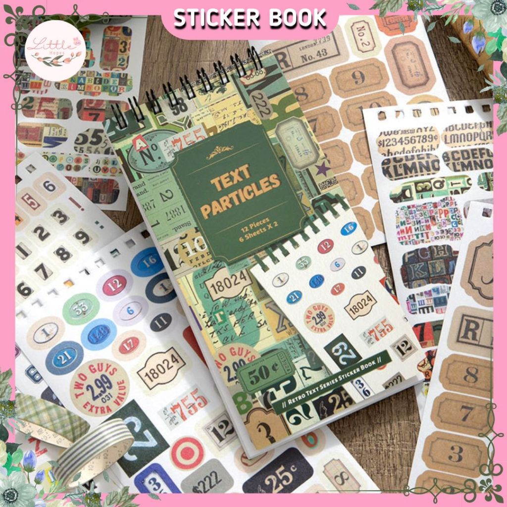 

BUKU Sticker Retro Vintage Journal Diary Deco Pack Paper Material Art COD Unik Scrapbook Grafis