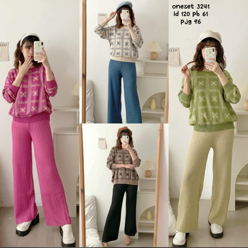 setelan celana rajut
