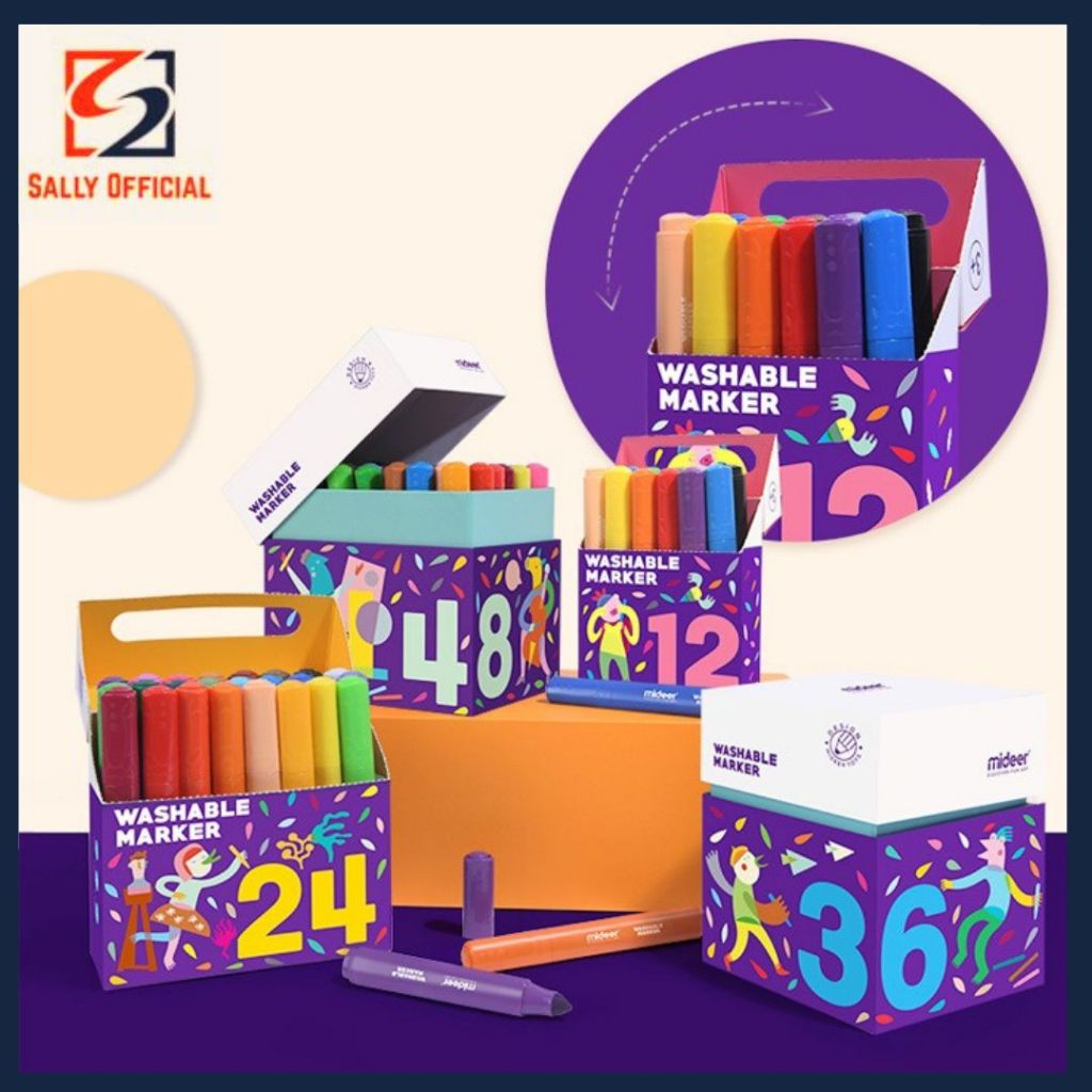 

Mideer Washable Marker COLORFUL BOX Spidol Bisa Dihapus isi 12 dan 24