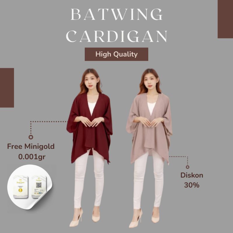 Outer Batwing Cardigan Polos Kekinian Atasan Wanita