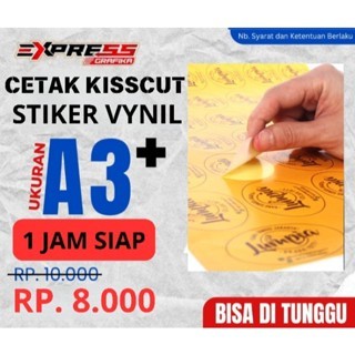 

CETAK STIKER LABEL VINYL (TAHAN AIR) KEMASAN A3+ KISS CUT 5 LEMBAR + BIAYA DESAIN