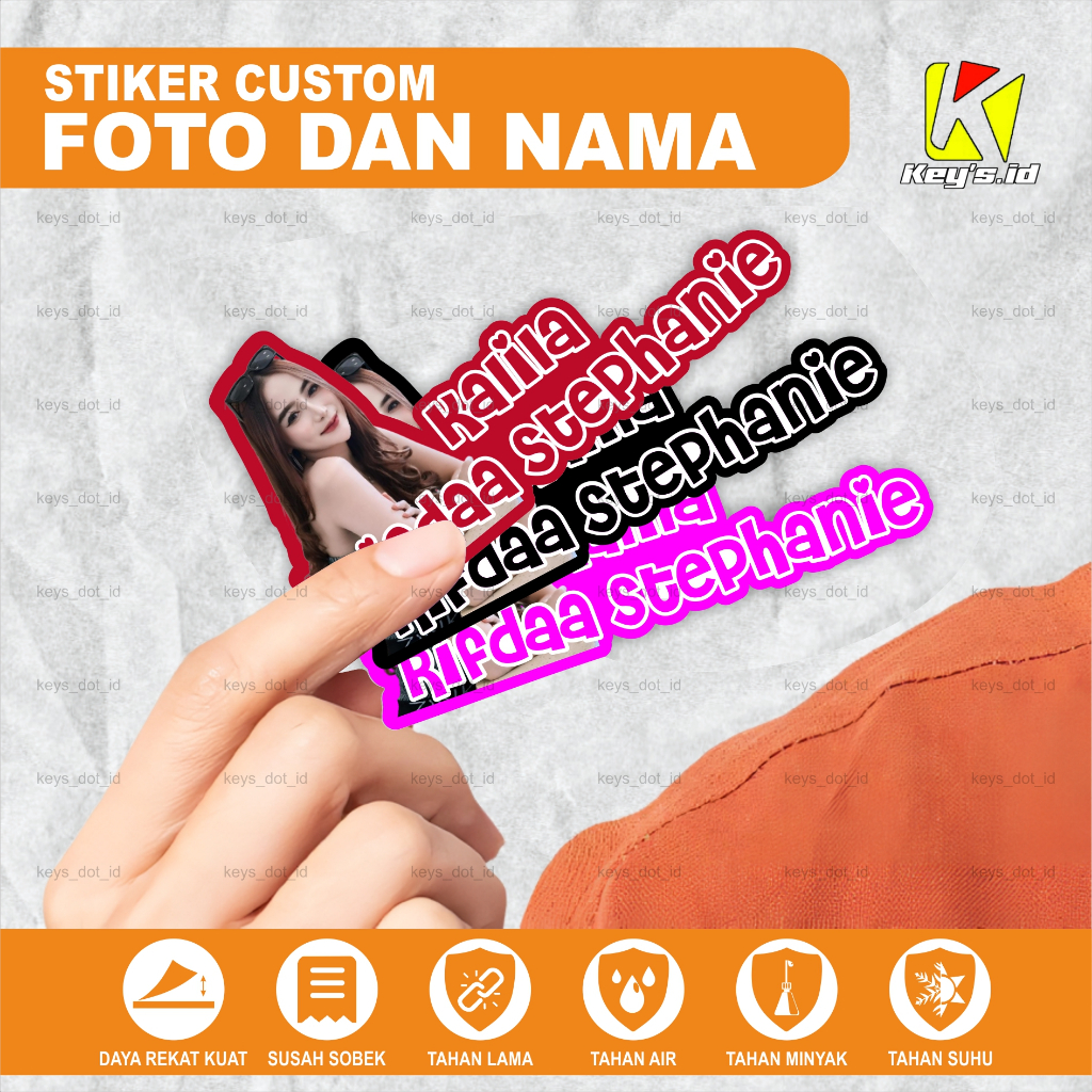 

CETAK STIKER CUSTOM FOTO DAN TULISAN NAMA ISI 10 PCS