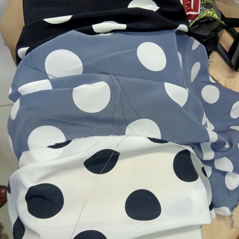 Kain Monalisa Motif Polkadot Premium - Kain Wolfis Motif - Kain Meteran Kc | Harga Per Setengah Mete