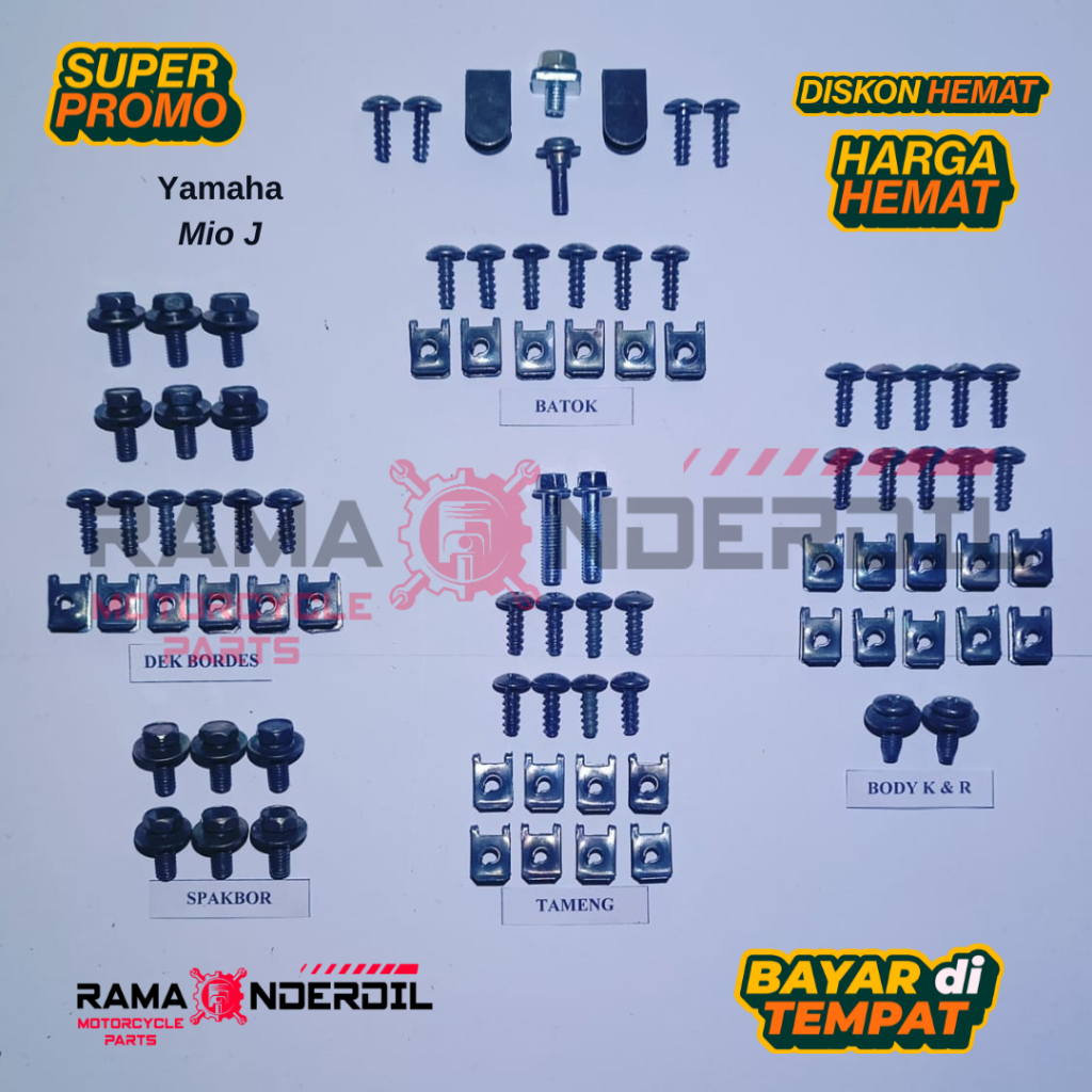 Satu set baut / baud mur full body Mio J thn 2012