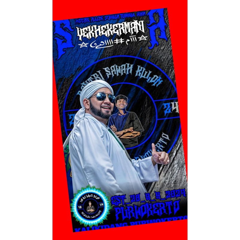 Bendera Sholawat Syekhermania Custom Umbul Umbul Full Printing Kain Satin Free Sticker