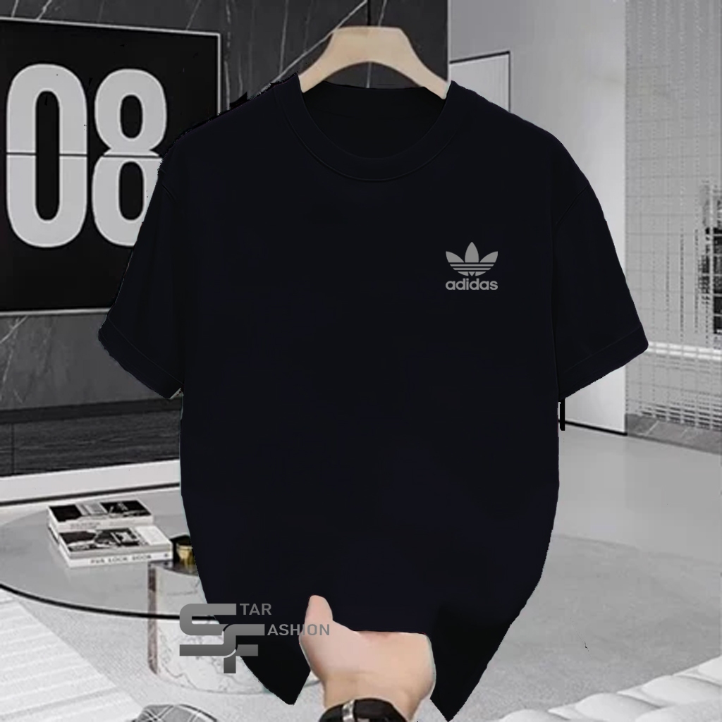 Kaos Pendek Addas Bunga Motif Silver Kaos Atasan Pria Wanita S M L XL XXL Premium Unisex