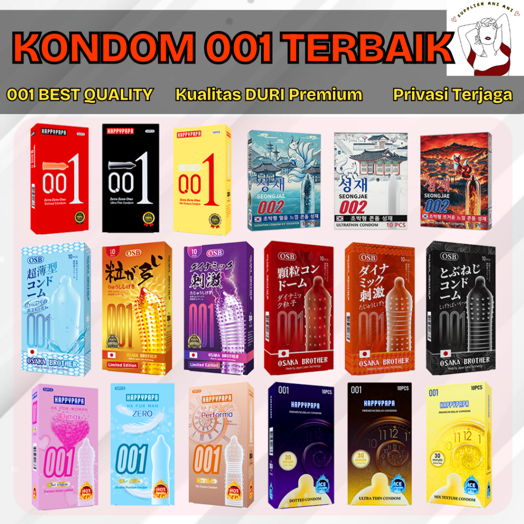 VIRAL Kondom 001 Terlengkap – Semua Varian: Tipis Gerigi Berduri Lidah Kucing COD