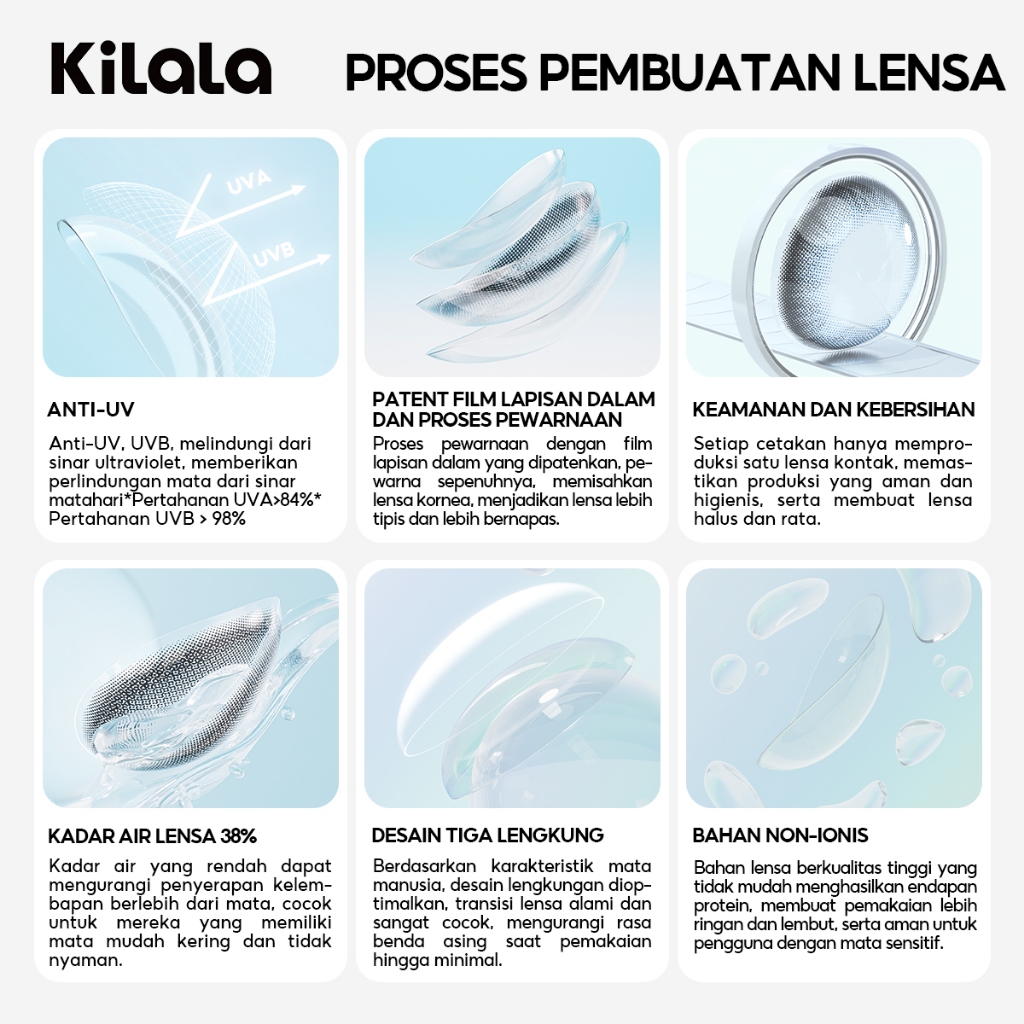 Kilala Softlens Kontak Mata Warna Minus 6 Bulan -Produk Asli Eye Soflen Lensa