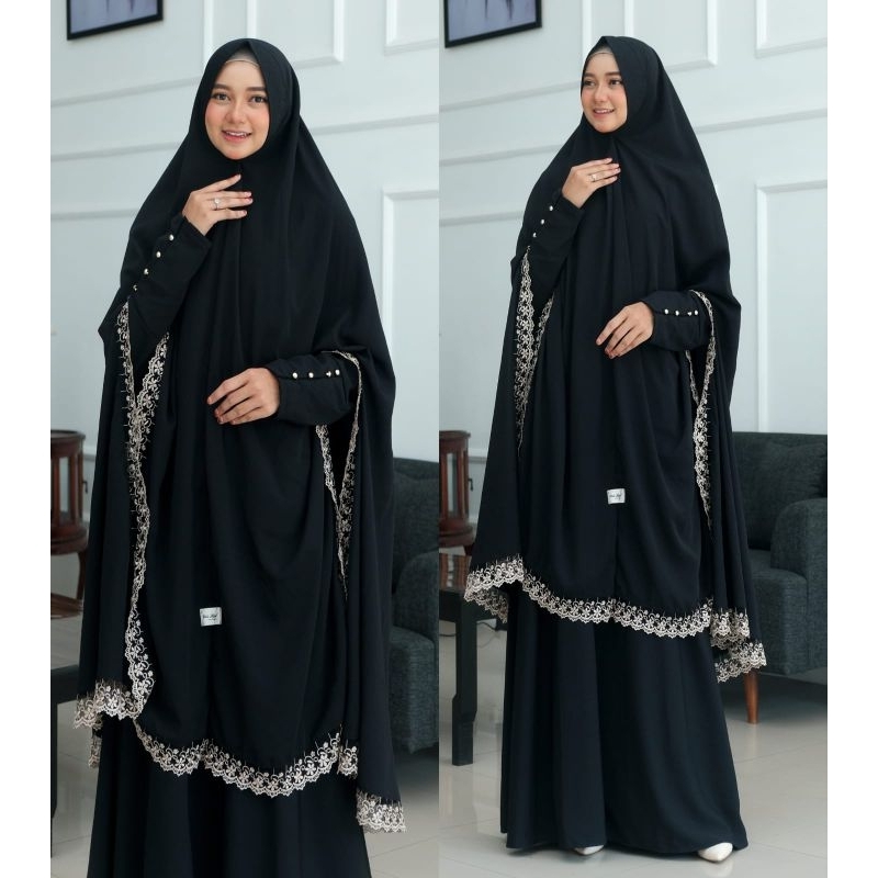 Medina Abaya Set Khimar Gamis Putih Umroh