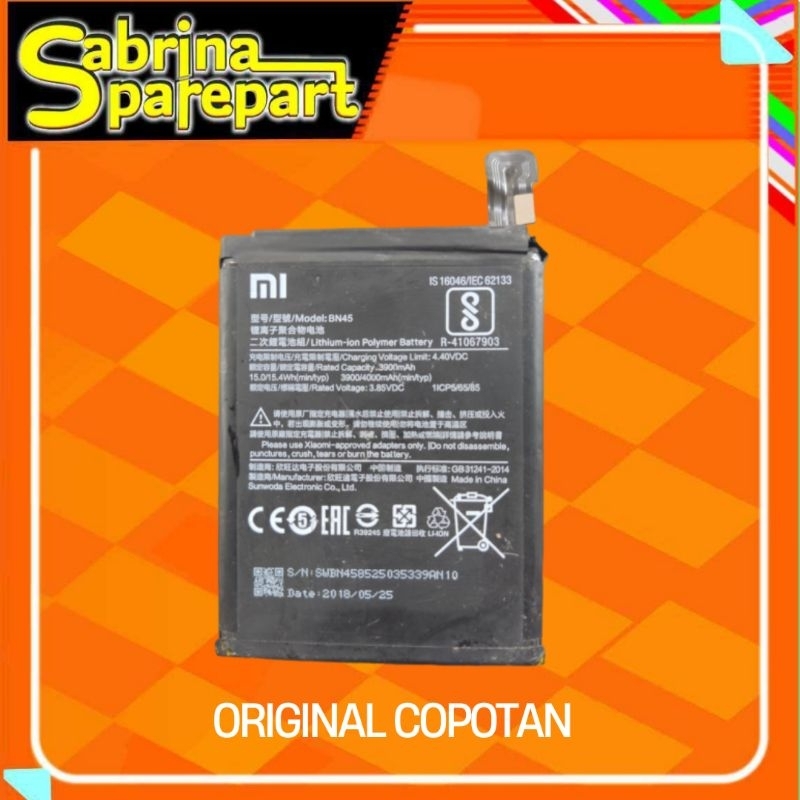 Baterai Batre Xiaomi Redmi note 5 / Note 5Pro BN45 Original Copotan