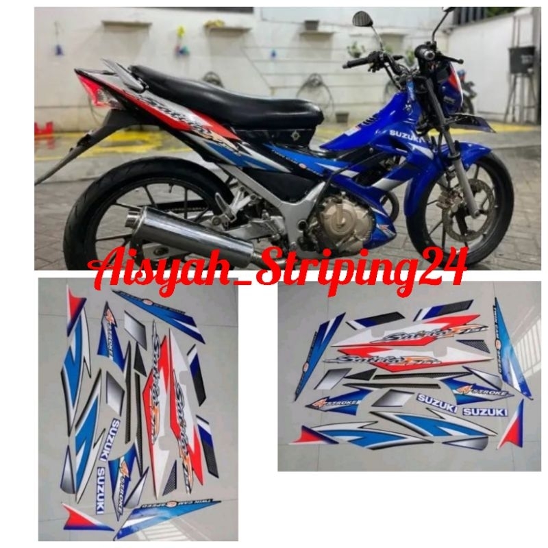 Stiker sticker striping satria Fu Thailand biru hitam CBU engkel 2006
