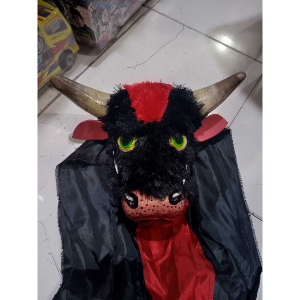 (Banteng / Bantengan asli , Tanduk asli , Bonus kemul panjang , mainan kesenian tradisional)