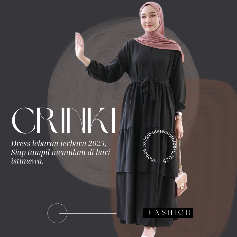 Dress Muslim Baju Gamis Terbaru 2025 Lebaran Wanita Kondangan Remaja Canda Susun Crinkle Cringkel Ai