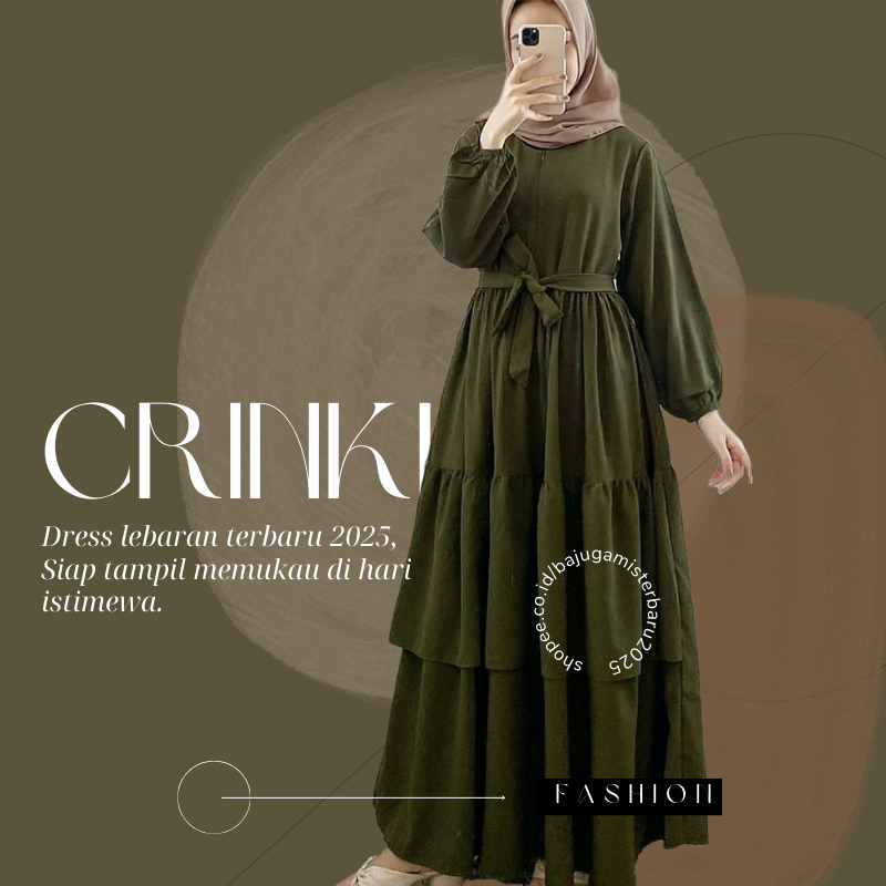 Baju Gamis Terbaru 2025 Lebaran Wanita Dress Muslim Kondangan Remaja Canda Susun Dress Crinkle Cring