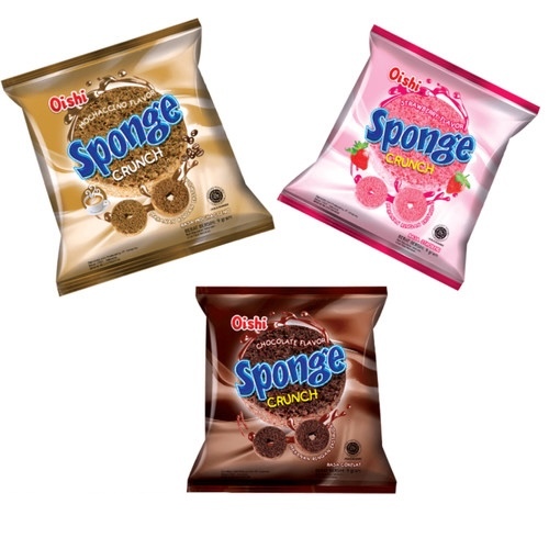 

OISHI SPONGE 9gr CRUNCH COKELAT STRAWBERRY MOCHACHINO COKLAT ECERAN ECER 9 gram MAKANAN RINGAN CEMILAN ANAK GROSIR MURAH BISKUIT KUE WAFER BANTAL PILLOW MOCHACCINO