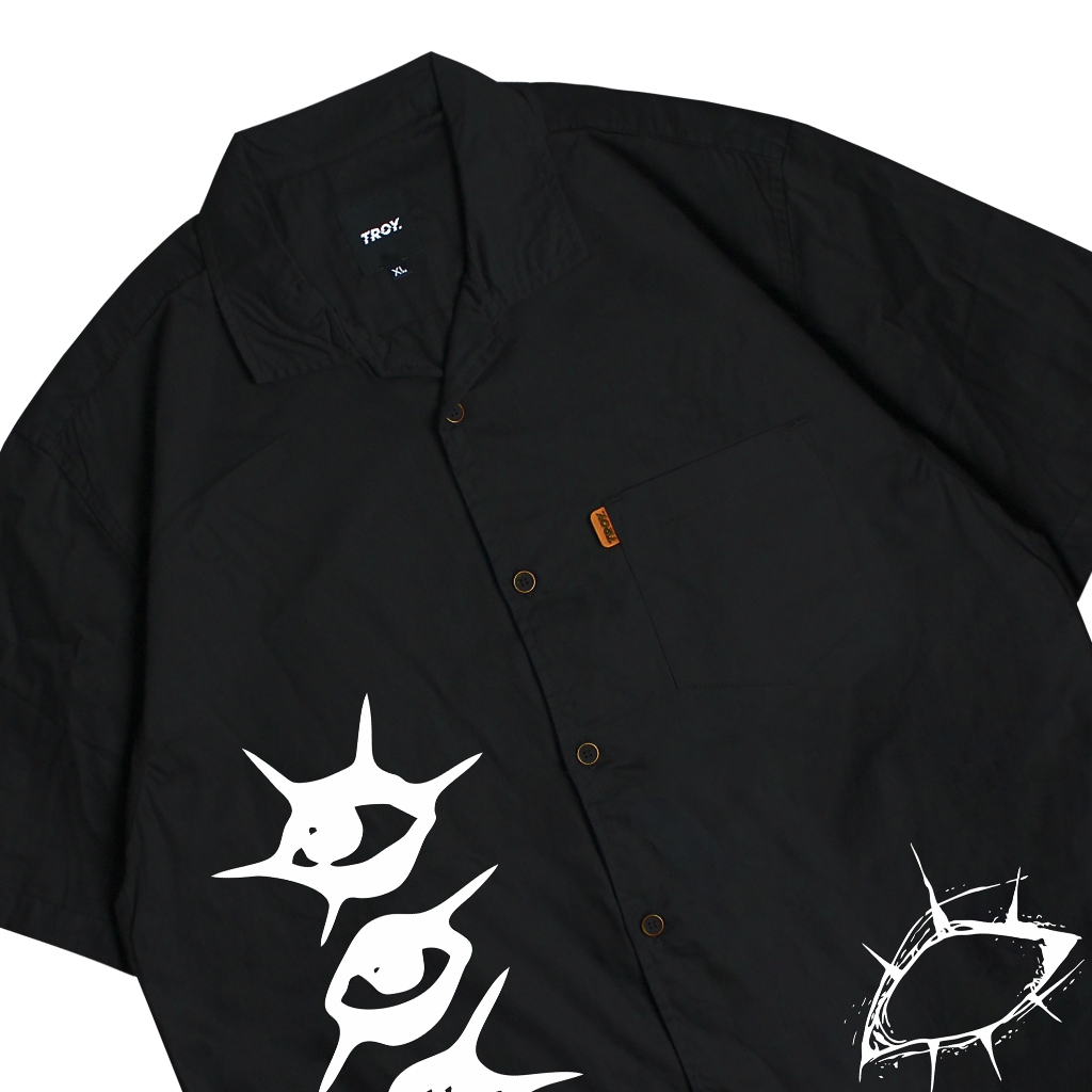 Troy Company Short Shirt Black Eyes - Kemeja Lengan Pendek Pria Hitam KMJ 2947