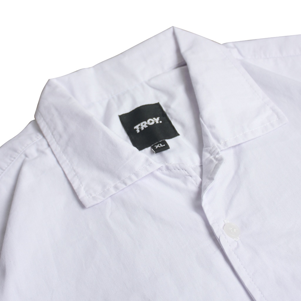 Troy Company Short Shirt White Blue Cactus - Kemeja Lengan Pendek Pria Putih KMJ 2948