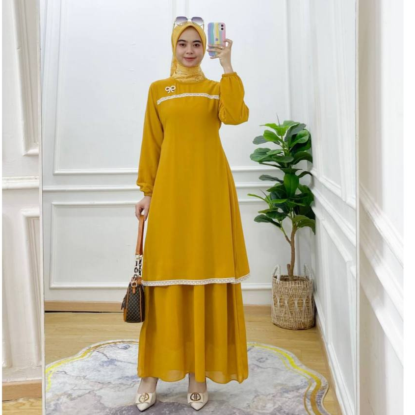 LAYLA GAMIS MALAYSIA CERUTY 2 LAYER RENDA PUTIH-GAMIS MALAYSIA-GAMIS CERUTY